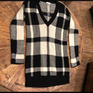 Joie black and white plaid long sweater